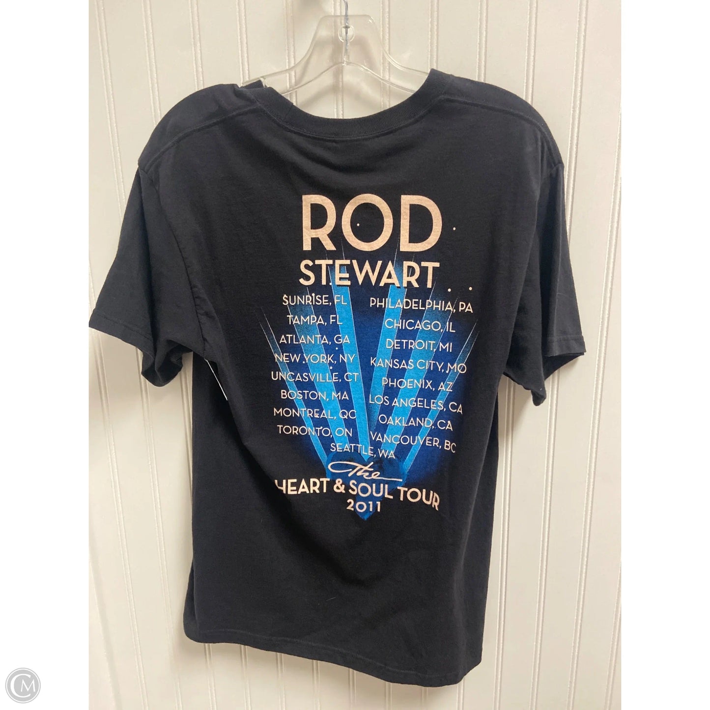 Top Short Sleeve By Hanes In Black & Blue, Size: M