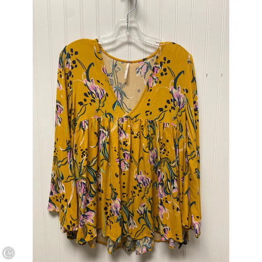 Top Long Sleeve By Free People In Yellow, Size: S
