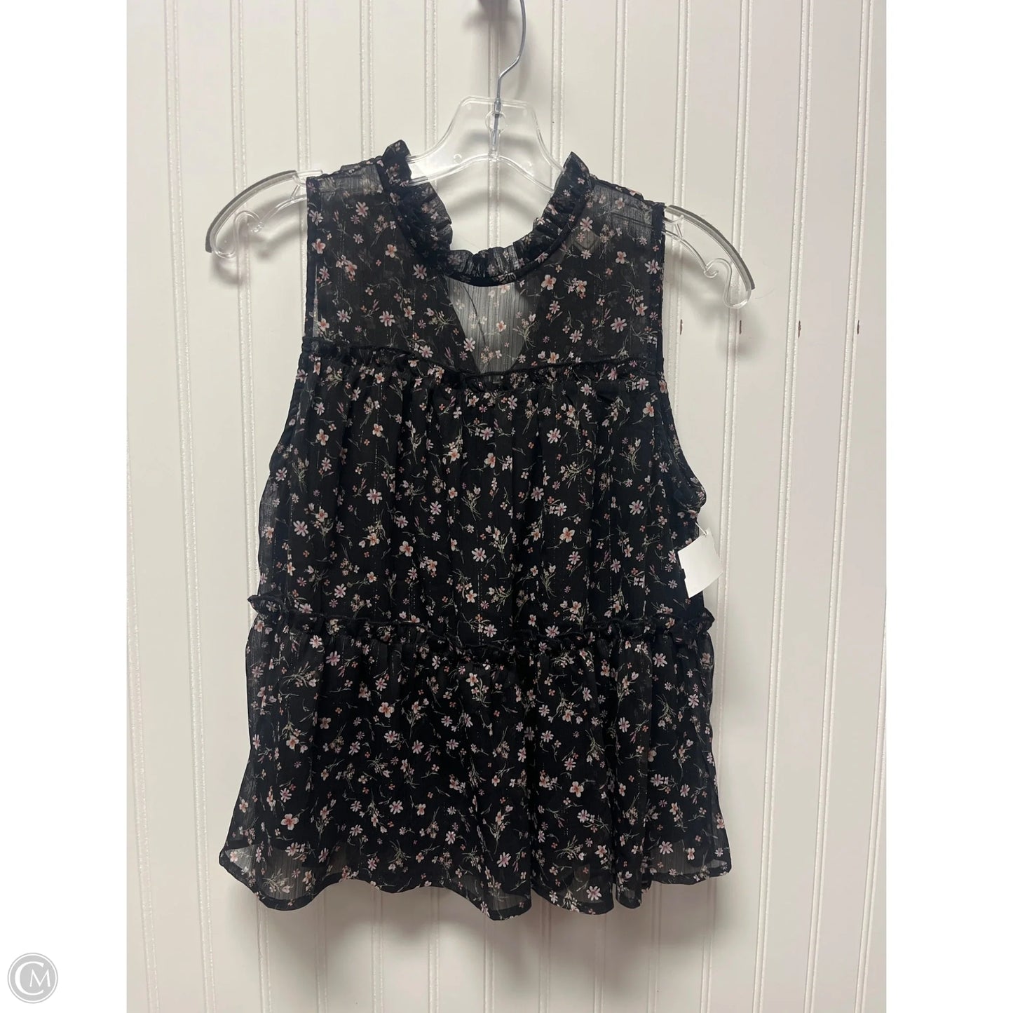 Top Sleeveless By Monteau In Black & Purple, Size: M
