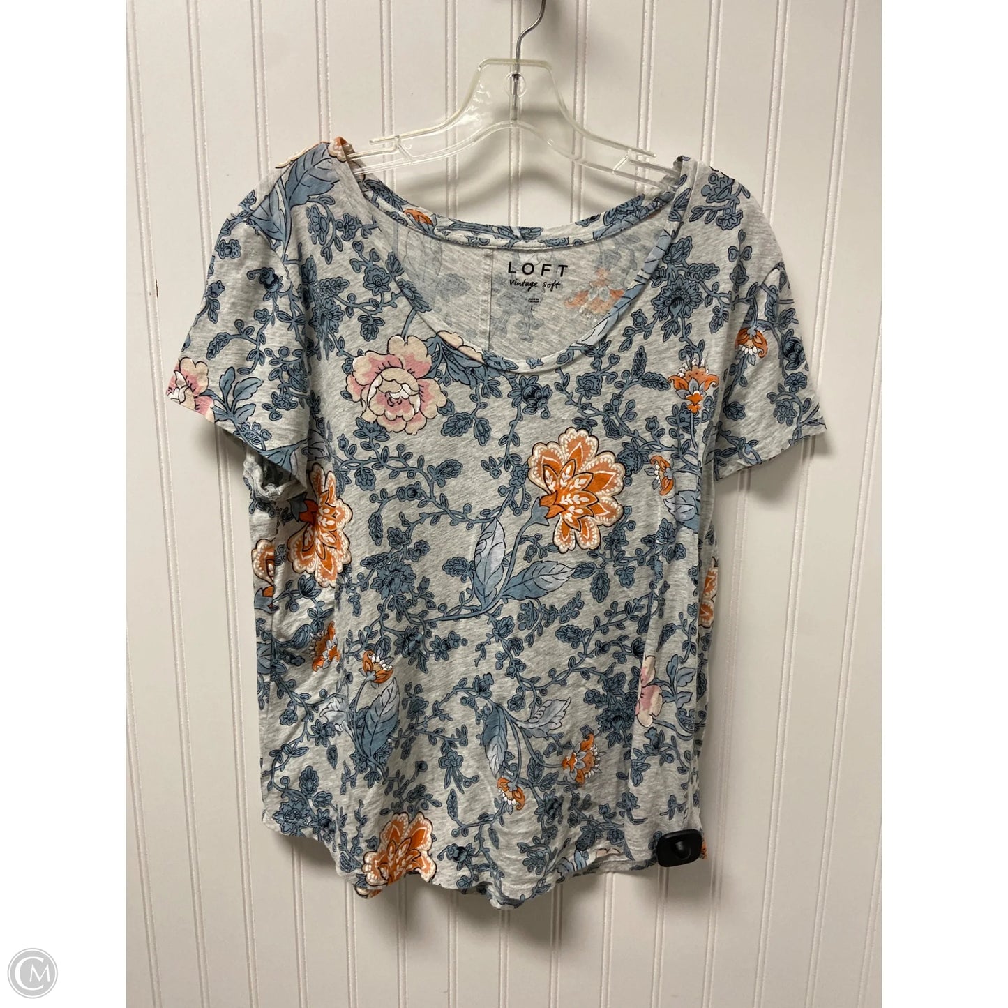 Top Short Sleeve By Loft In Floral Print, Size: L