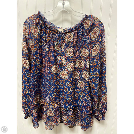 Top Long Sleeve By Vintage America In Blue & Orange, Size: L