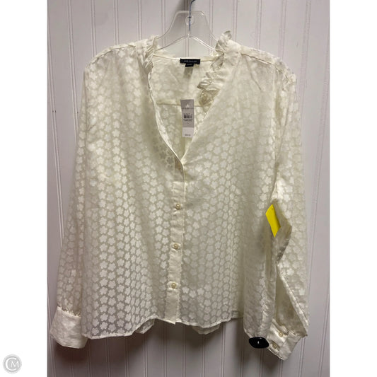 Top Long Sleeve By Ann Taylor In Cream, Size: L