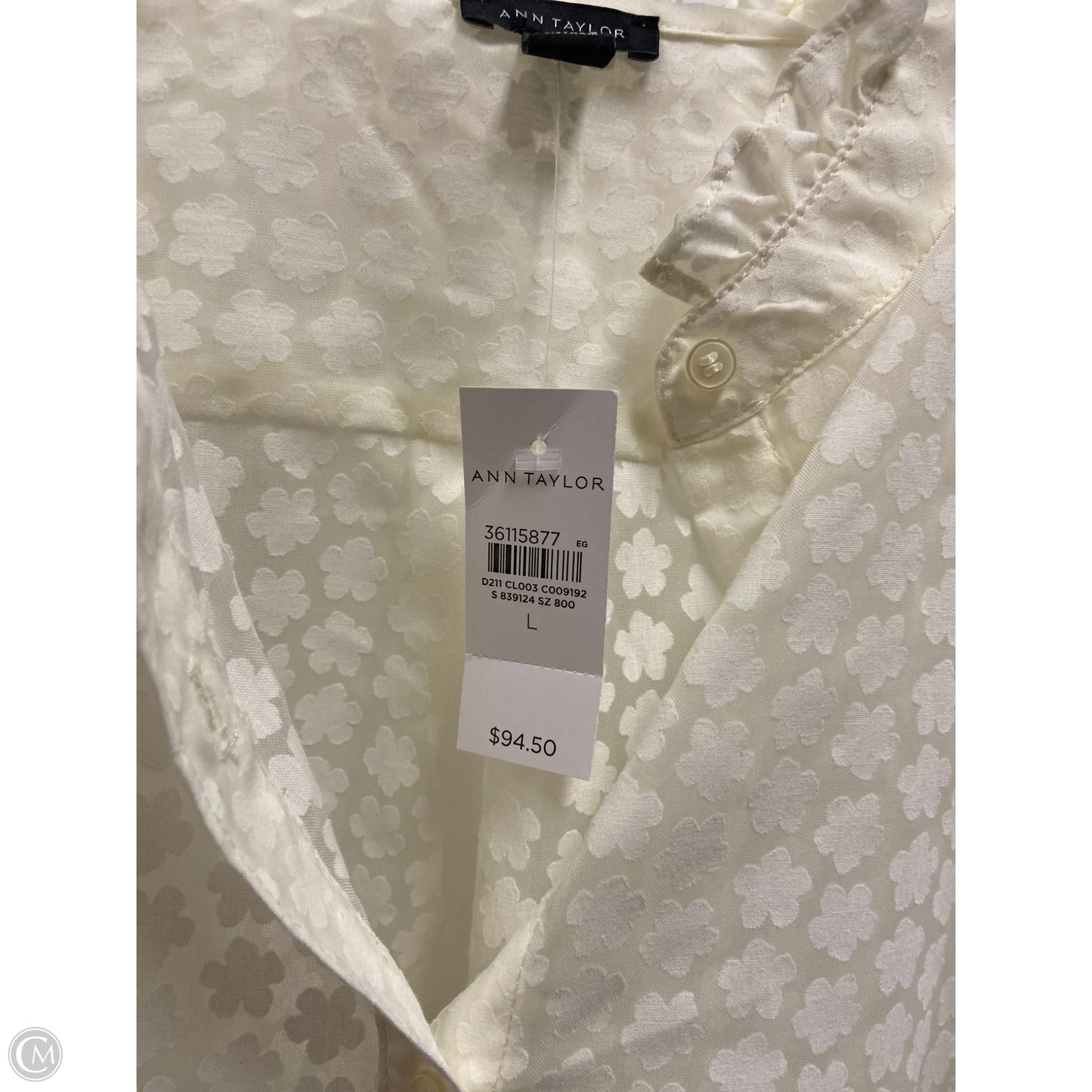 Top Long Sleeve By Ann Taylor In Cream, Size: L