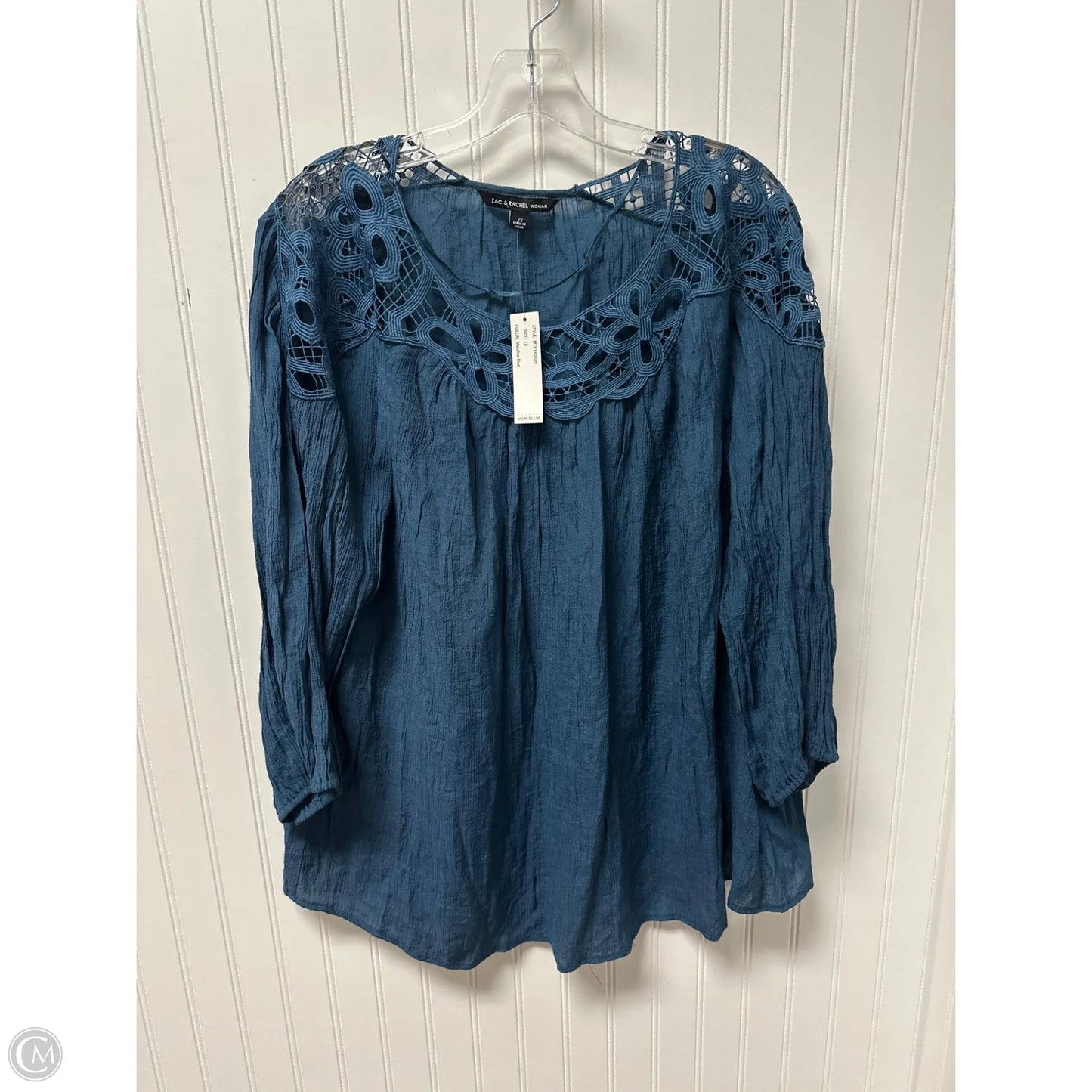 Top Long Sleeve By Zac And Rachel In Blue, Size: 2x