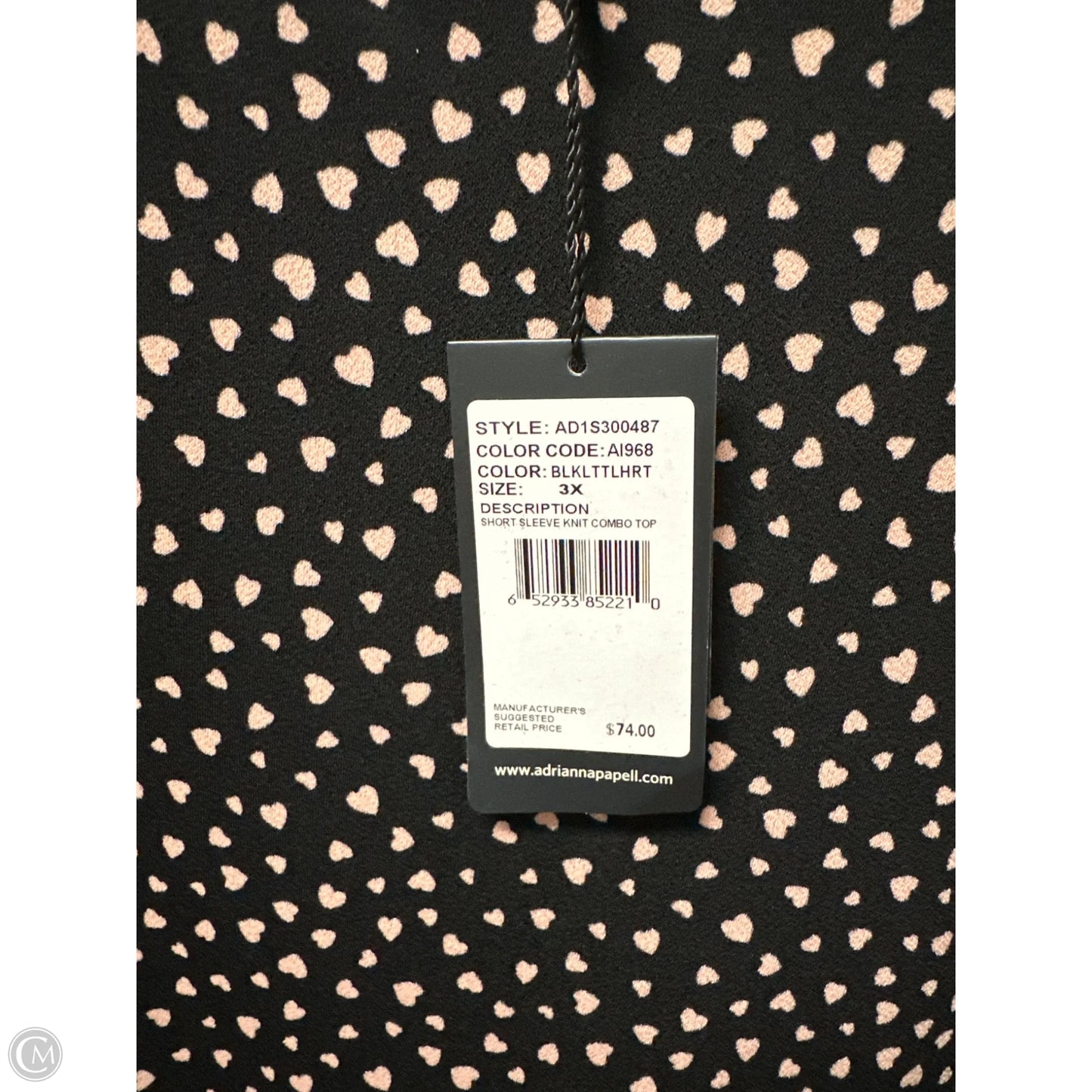 Top 3/4 Sleeve By Adrianna Papell In Black, Size: 3x