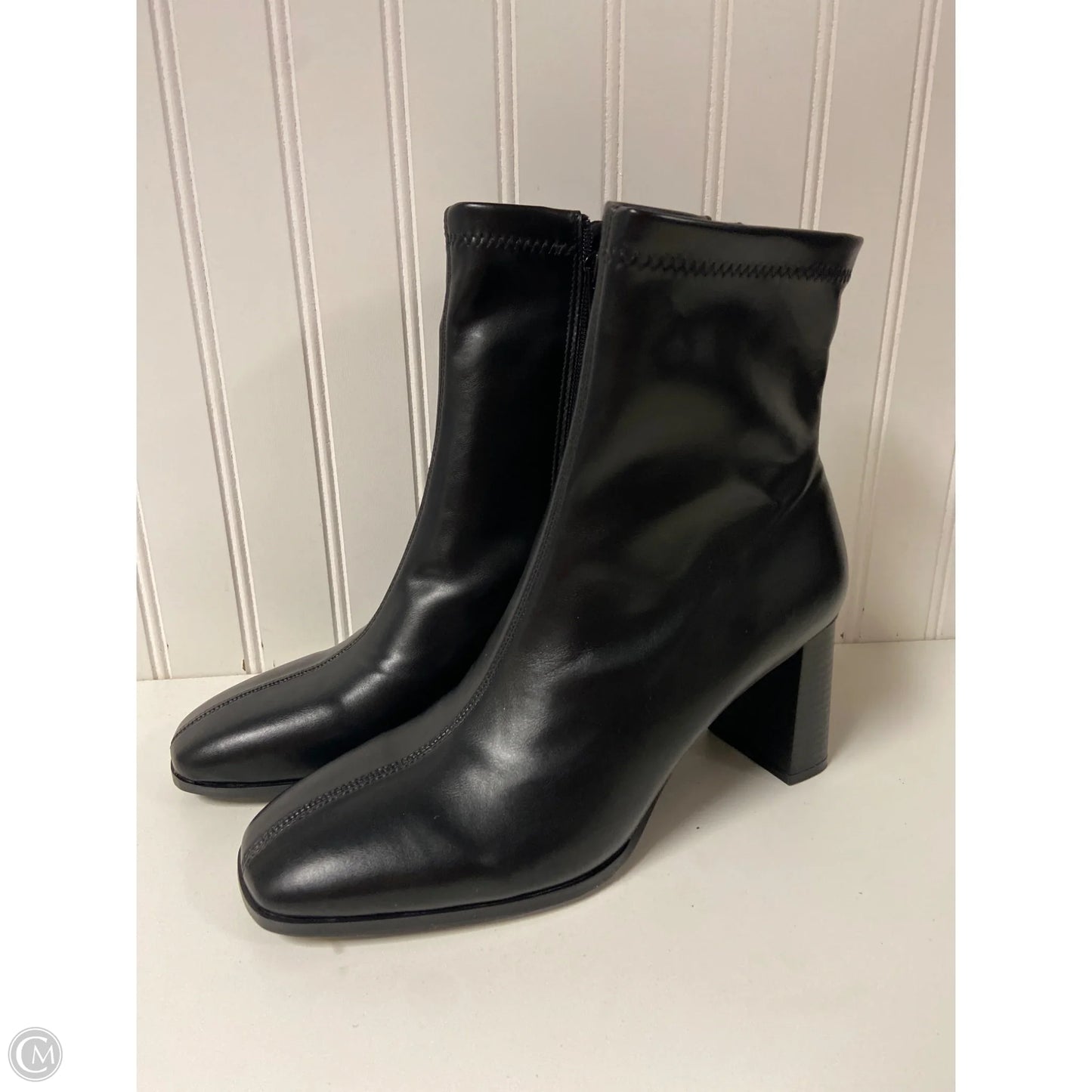 Boots Ankle Heels By Clothes Mentor In Black, Size: 9.5