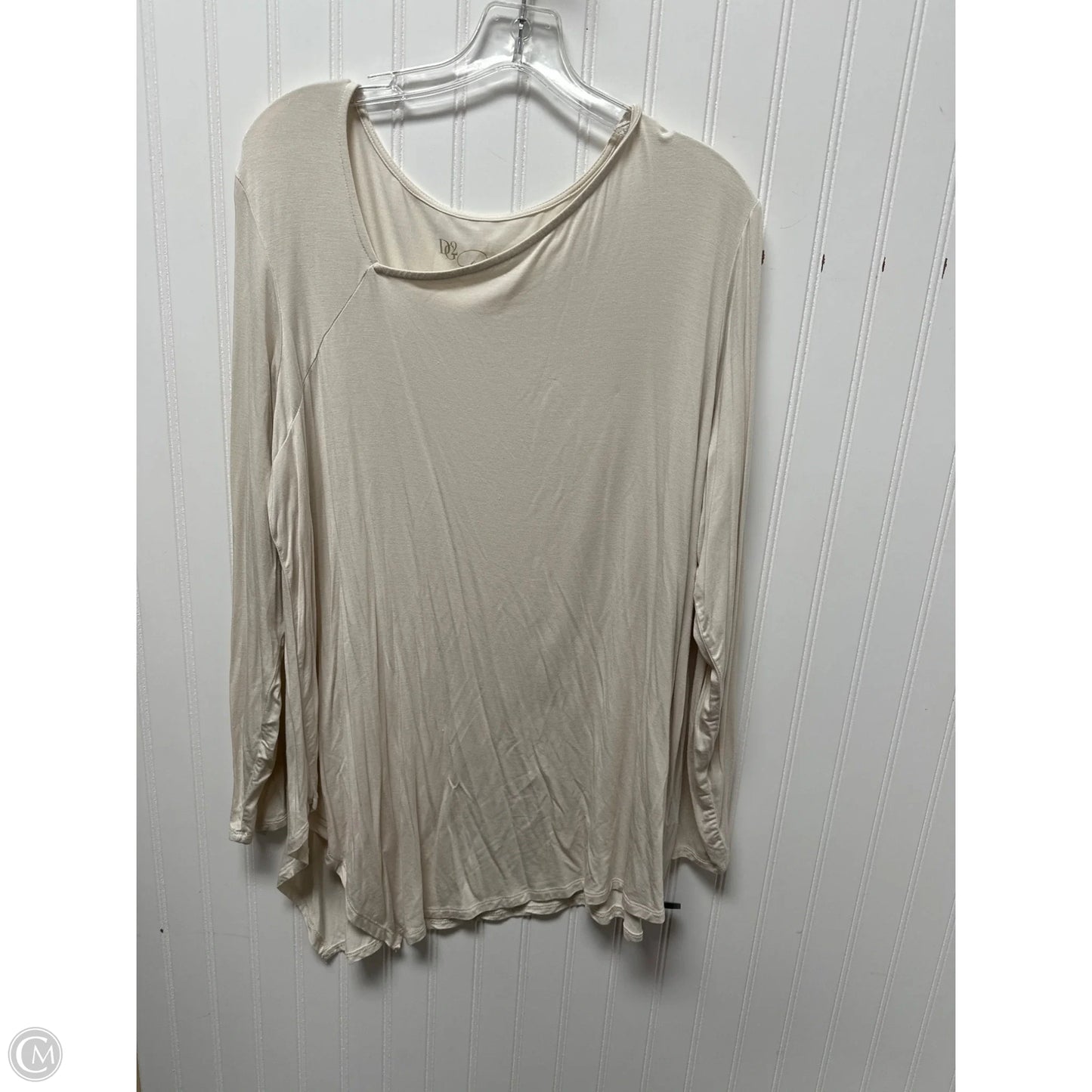 Tunic Long Sleeve By Dg2 In Beige, Size: 1x
