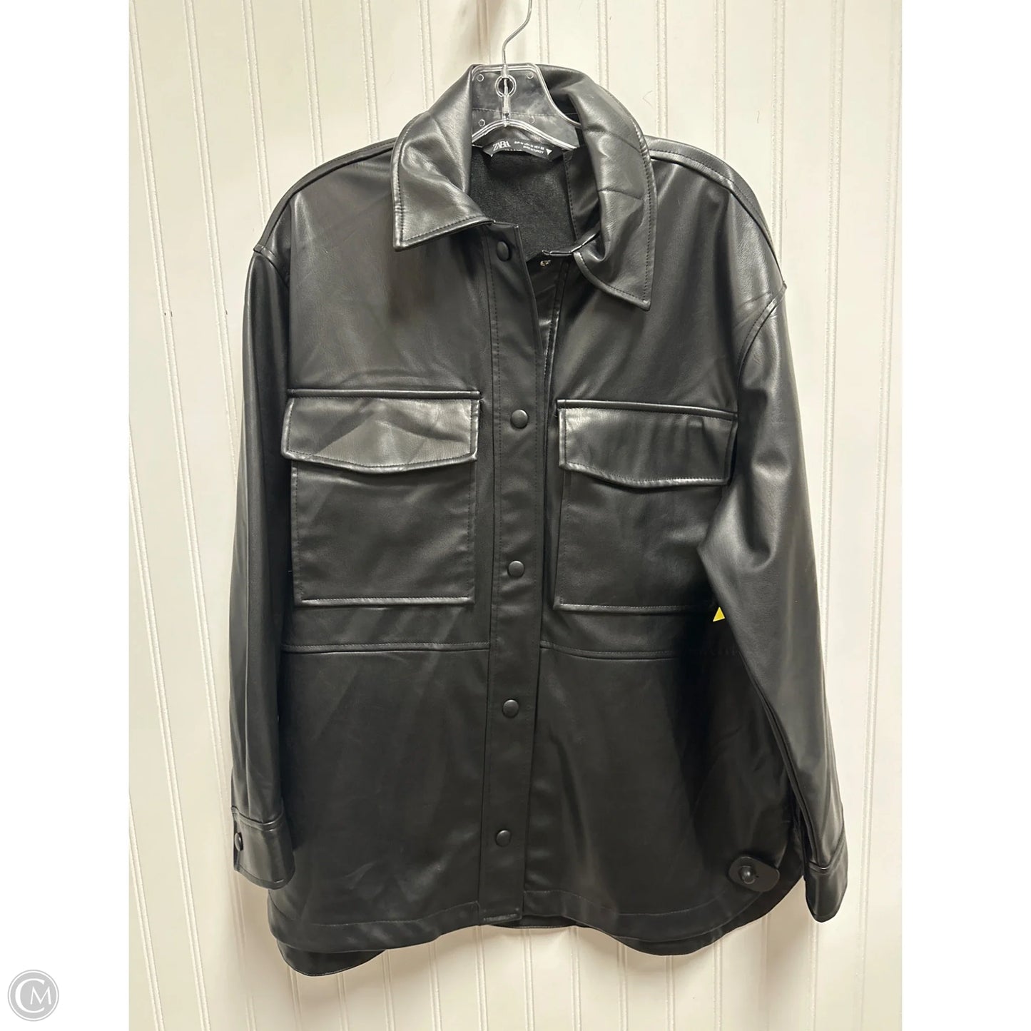 Jacket Leather By Zara In Black, Size: M