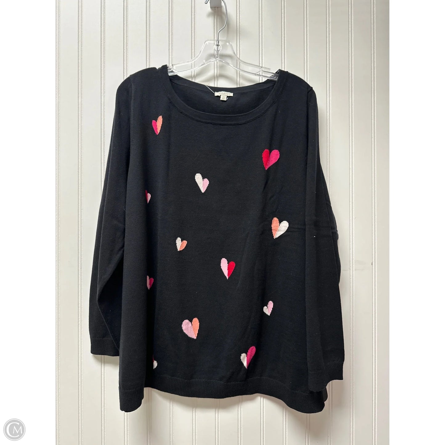 Sweater By Talbots In Black & Pink, Size: 2x