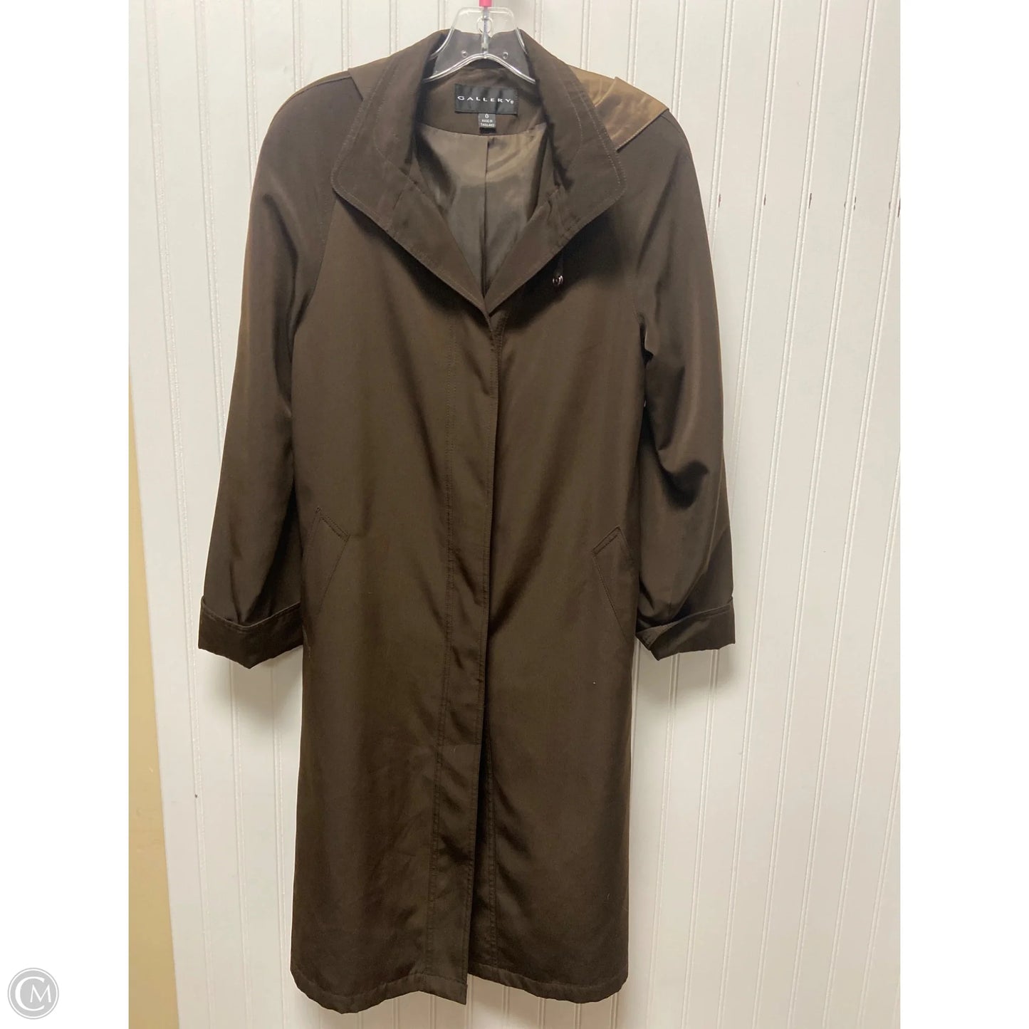 Coat Trench Coat By Gallery In Green, Size: S