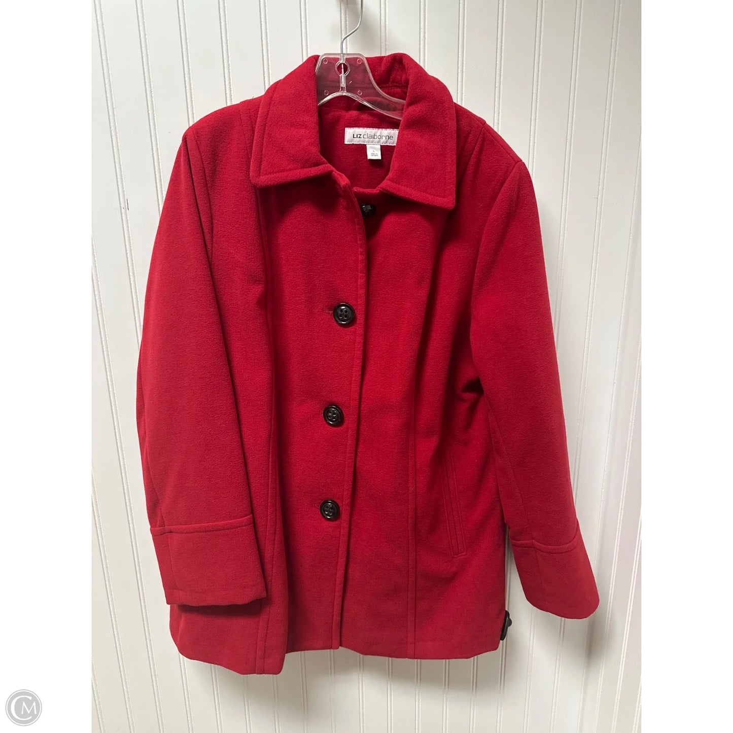 Coat Trench Coat By Liz Claiborne In Red, Size: L