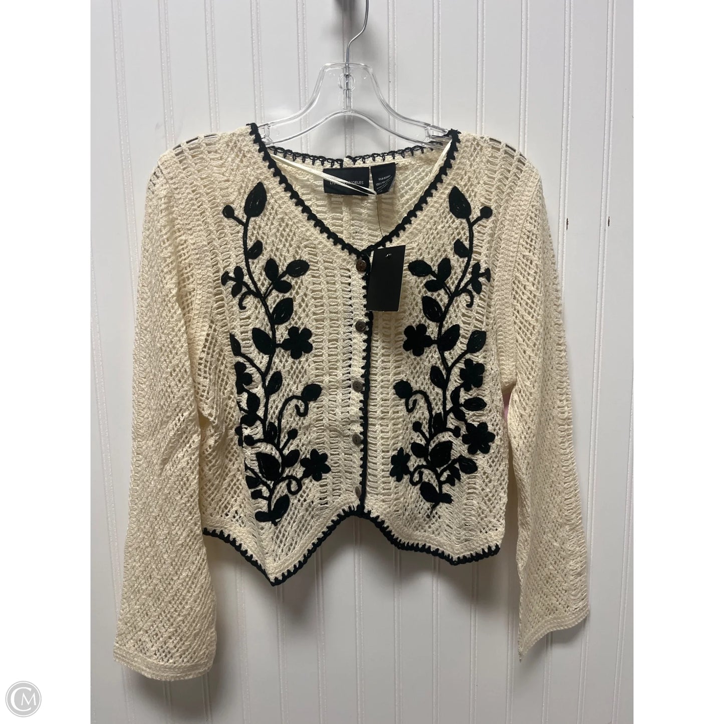 Sweater Cardigan By Clothes Mentor In Cream, Size: M