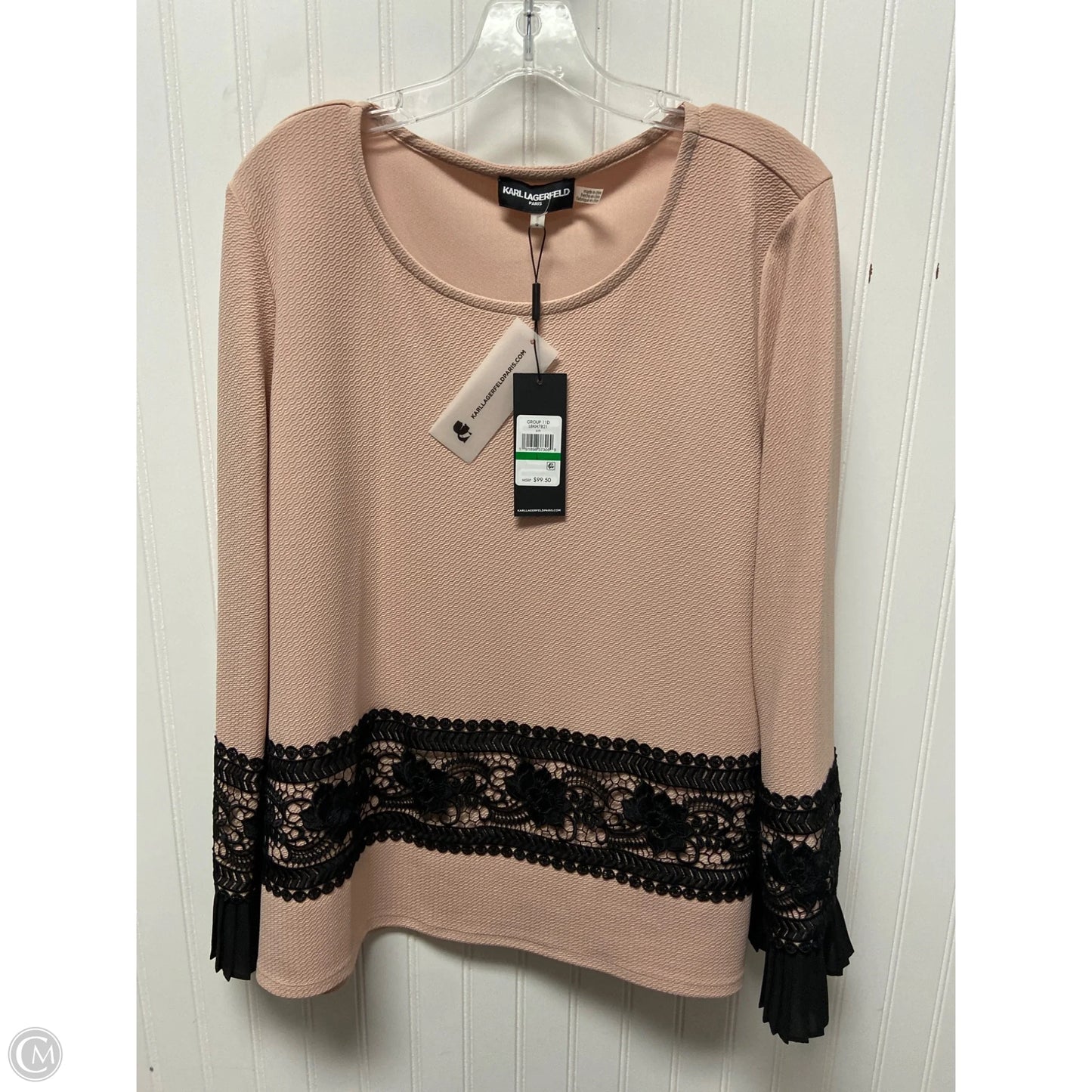 Top Long Sleeve Designer By Karl Lagerfeld In Pink, Size: L