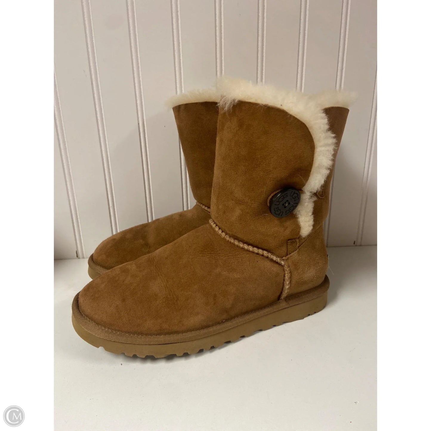 Boots Designer By Ugg In Brown, Size: 6