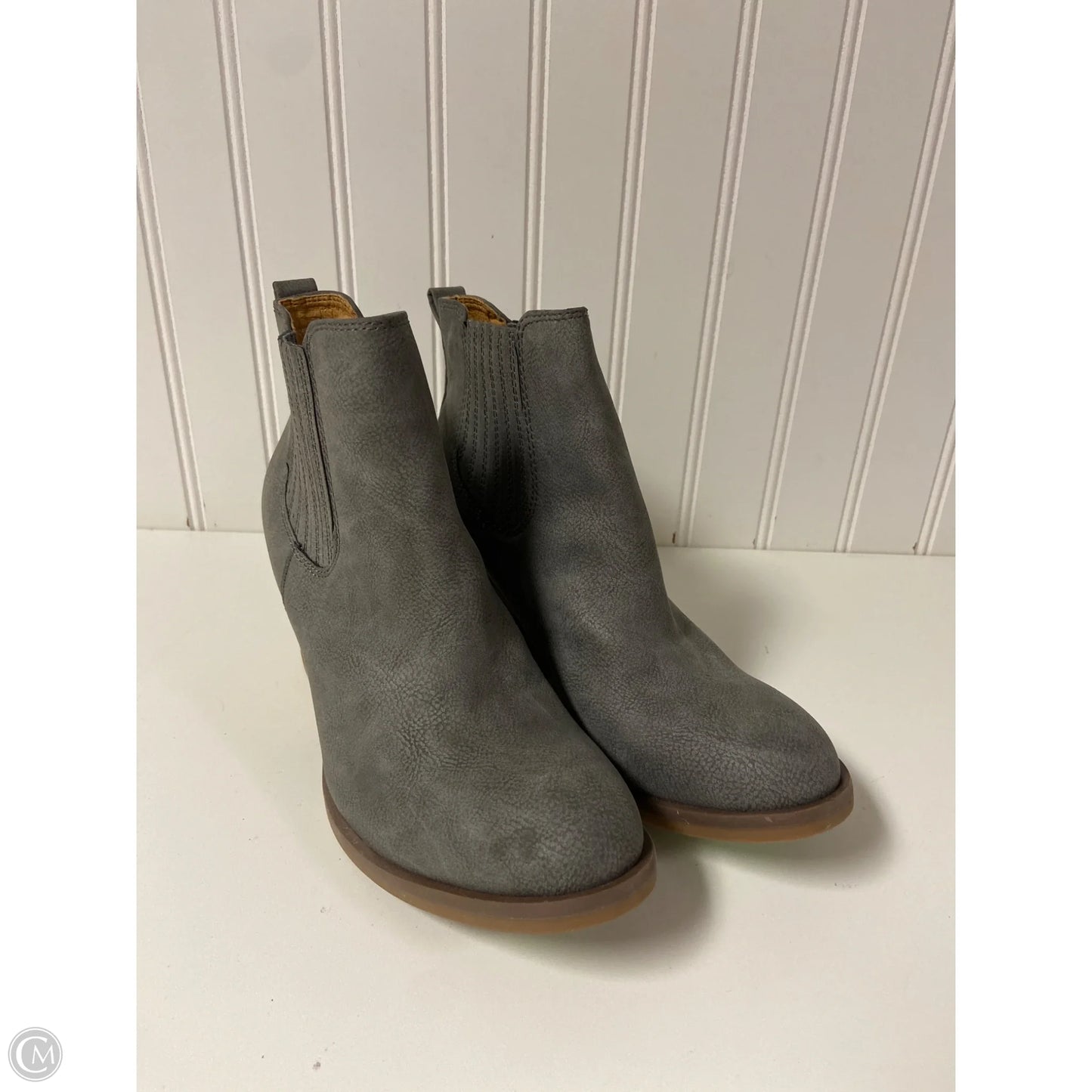 Boots Ankle Heels By Korks In Grey, Size: 7