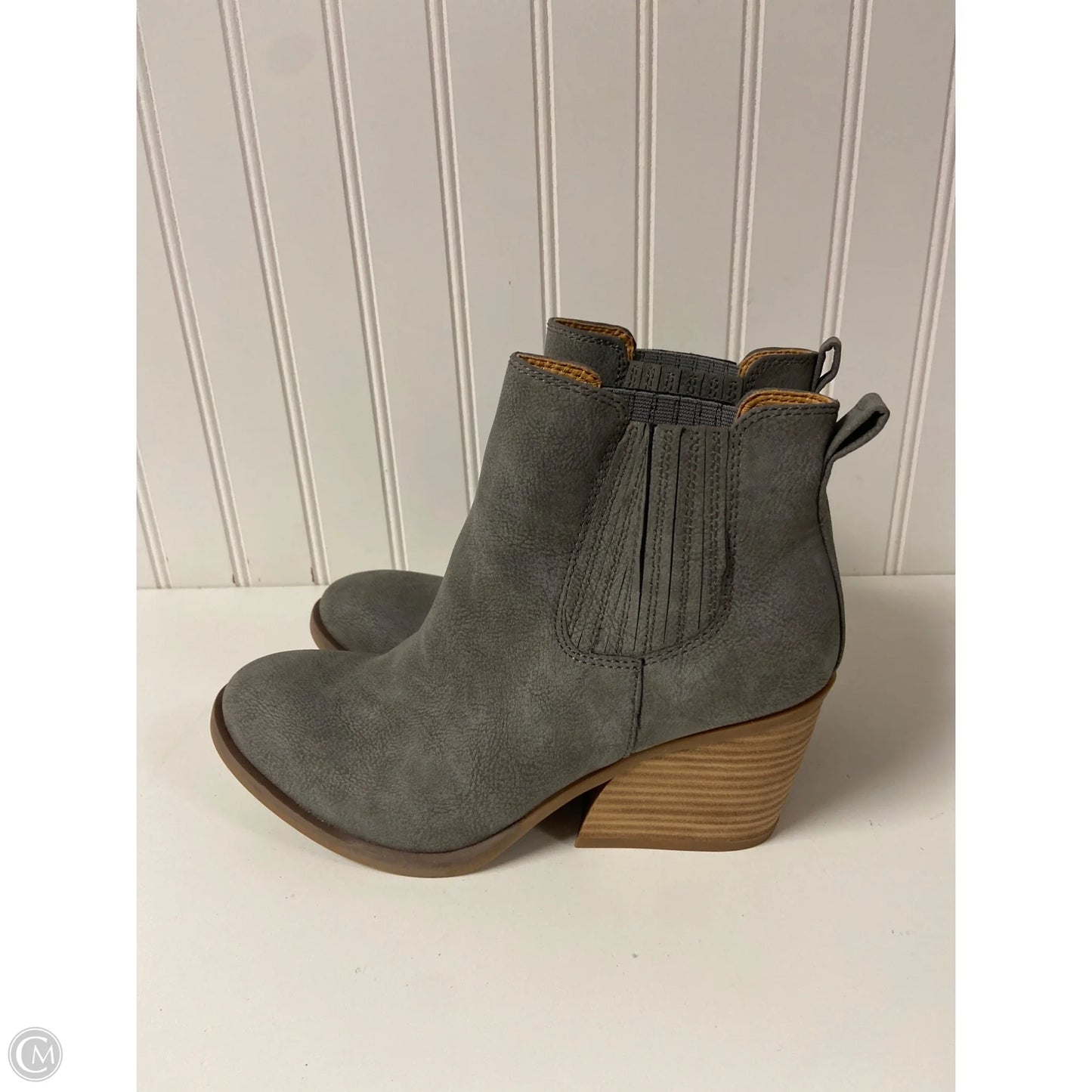 Boots Ankle Heels By Korks In Grey, Size: 7