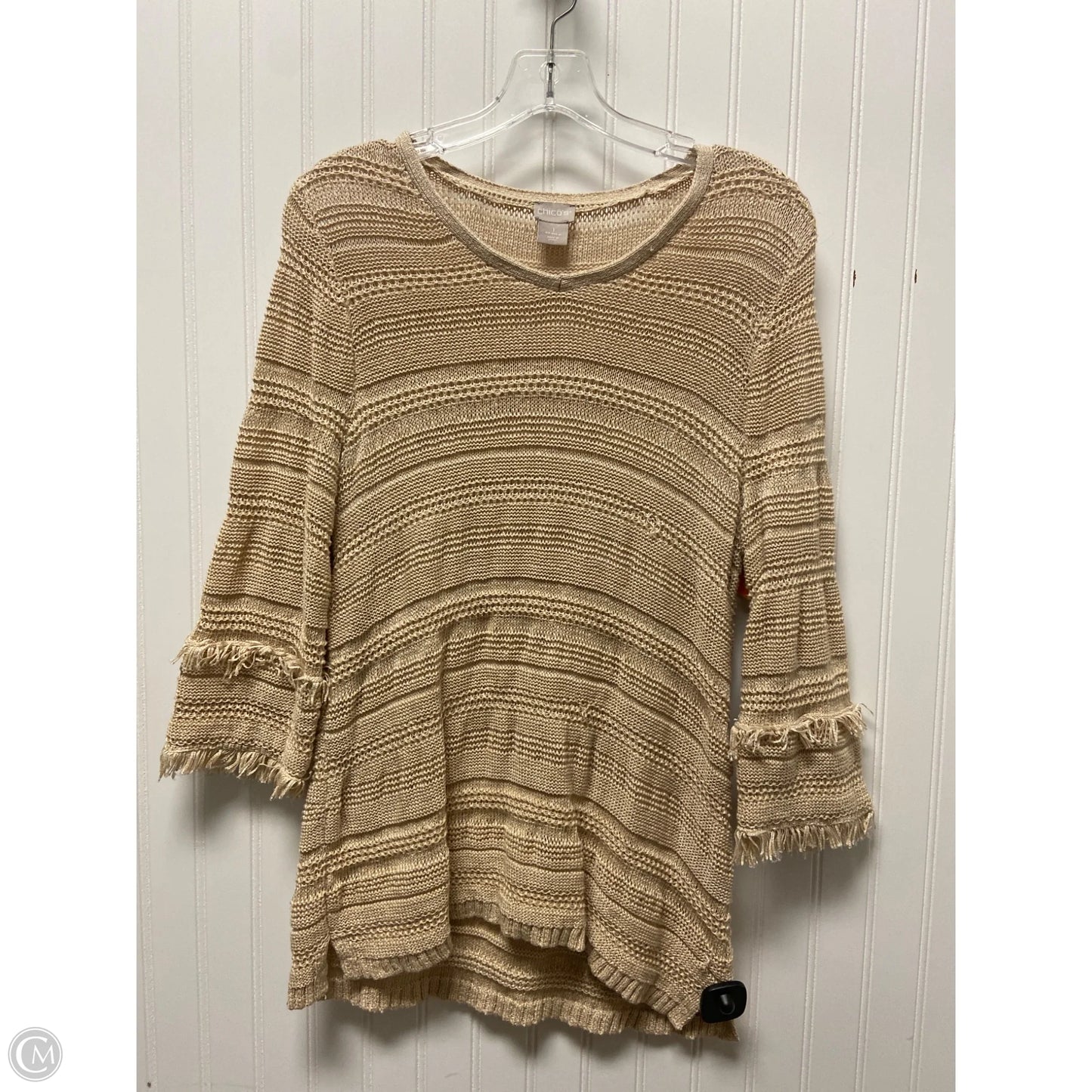 Top 3/4 Sleeve By Chicos In Beige, Size: M
