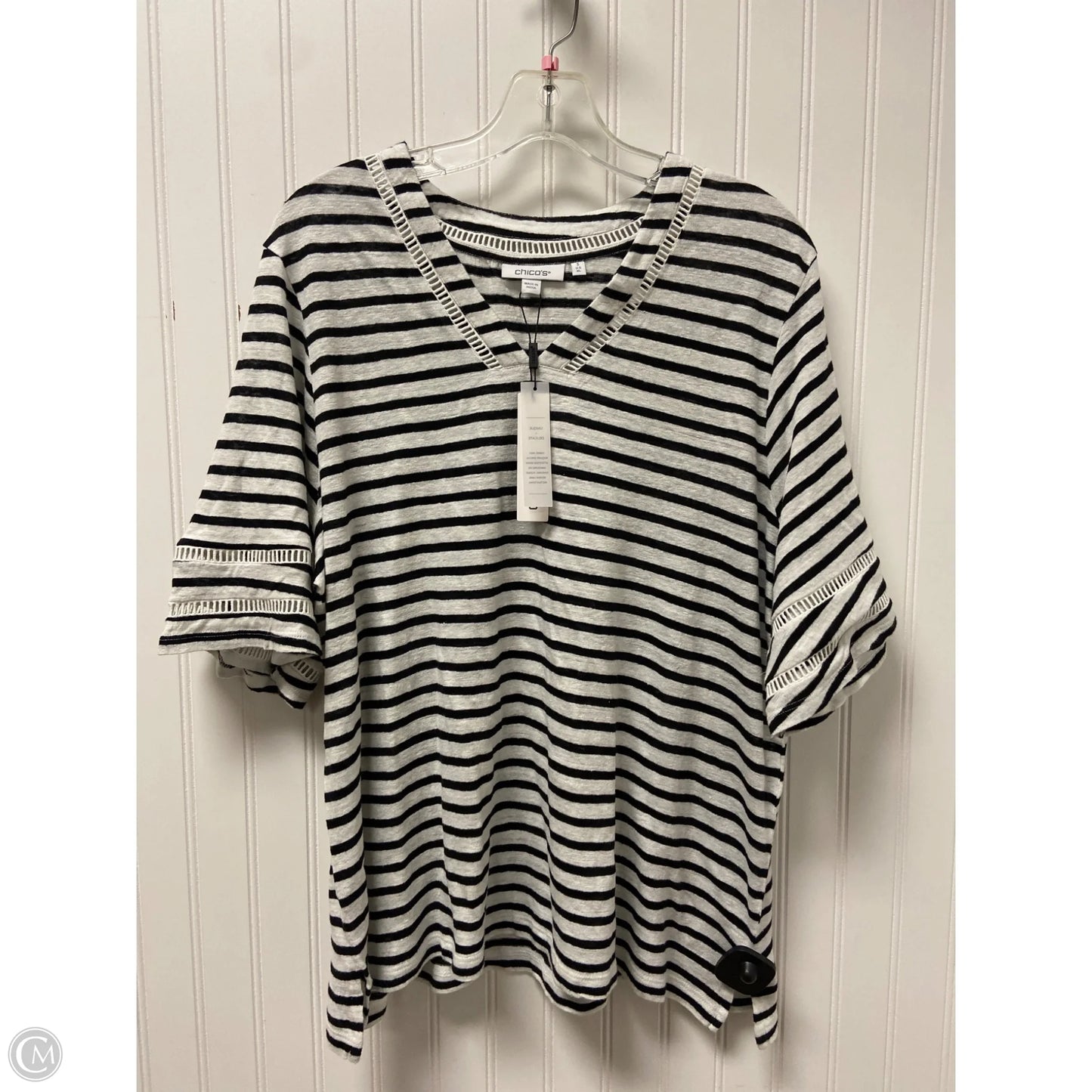 Top Short Sleeve Basic By Chicos In Striped Pattern, Size: Xl