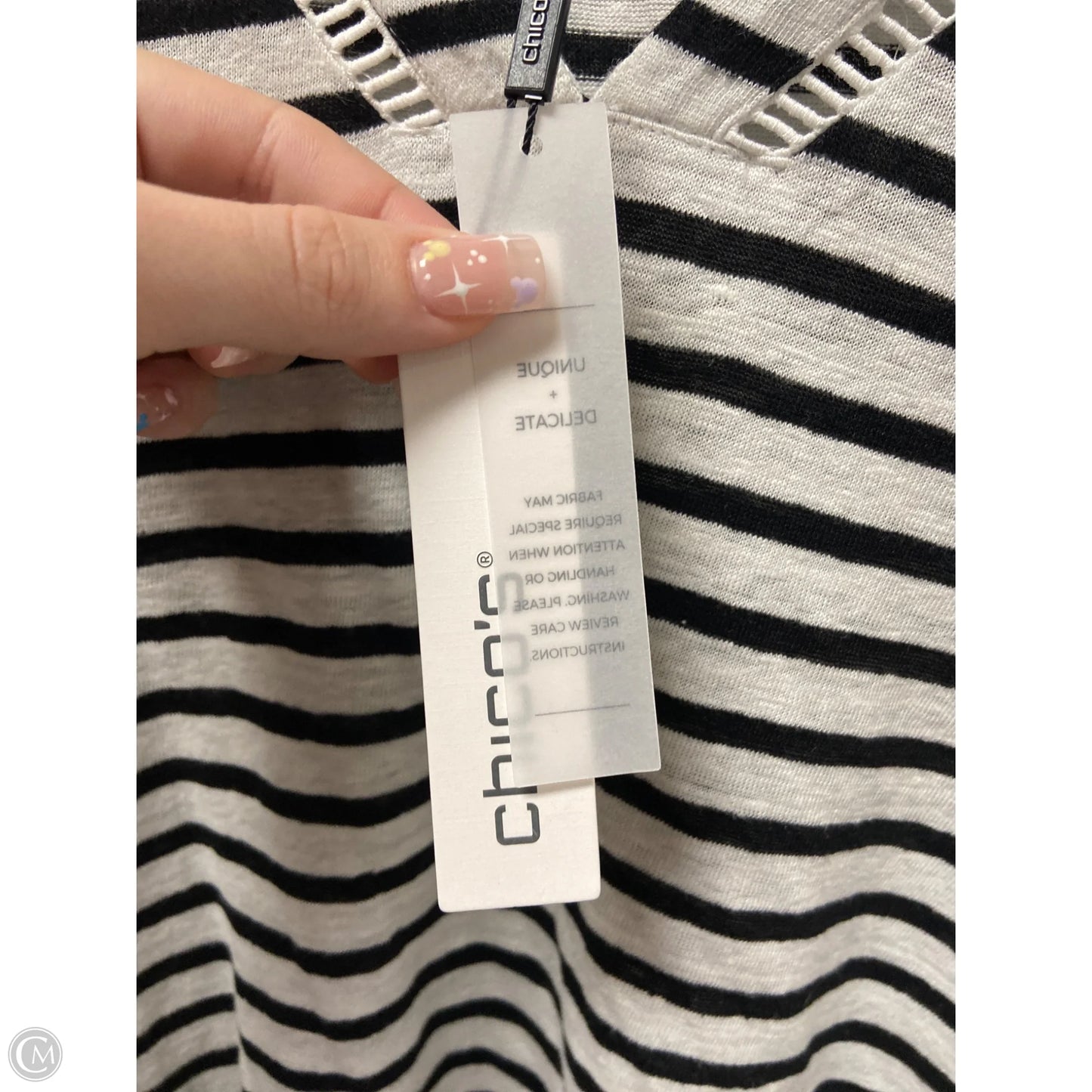 Top Short Sleeve Basic By Chicos In Striped Pattern, Size: Xl