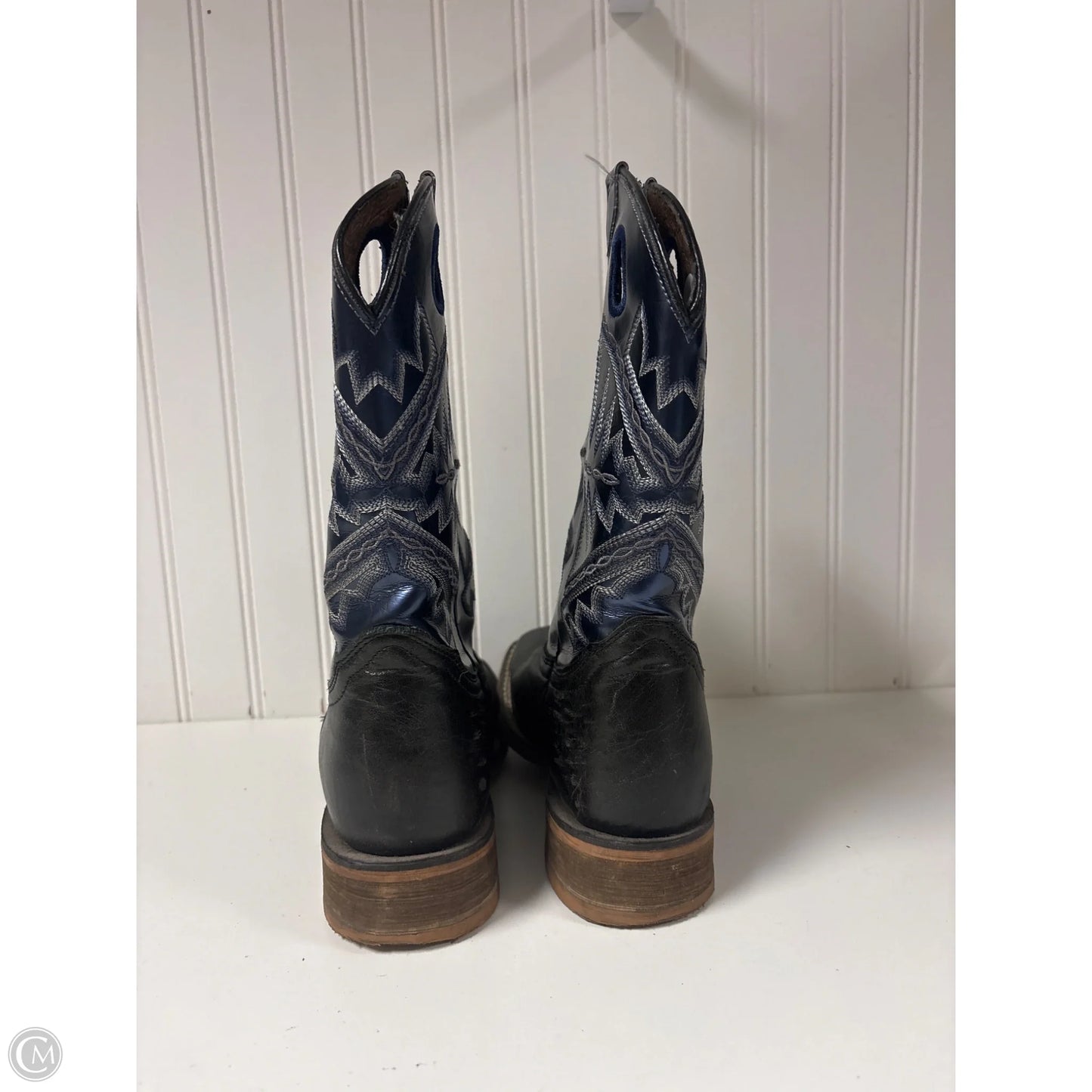 Boots Mid-calf Heels By Cmc In Black & Blue, Size: 7