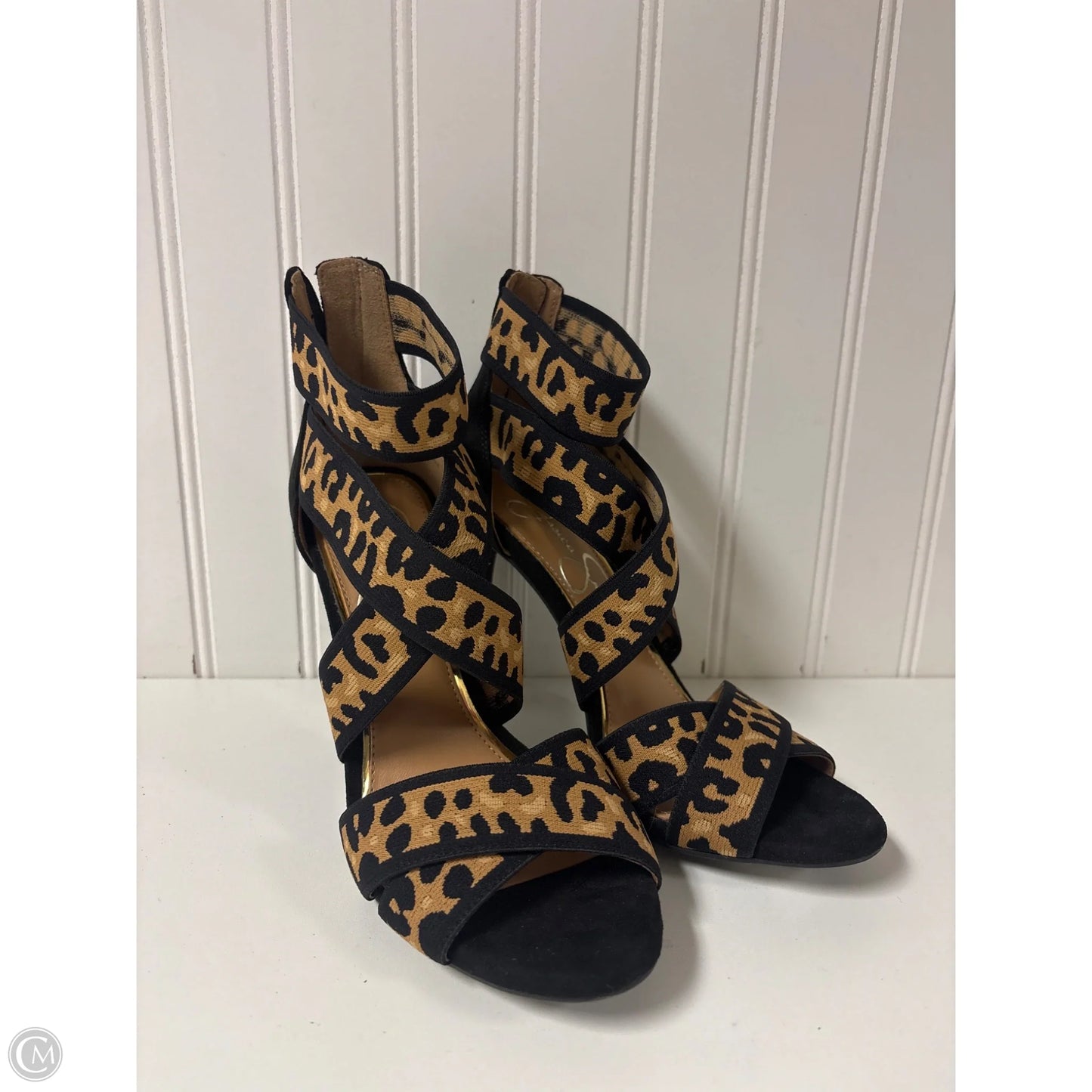 Sandals Heels Stiletto By Jessica Simpson In Animal Print, Size: 7