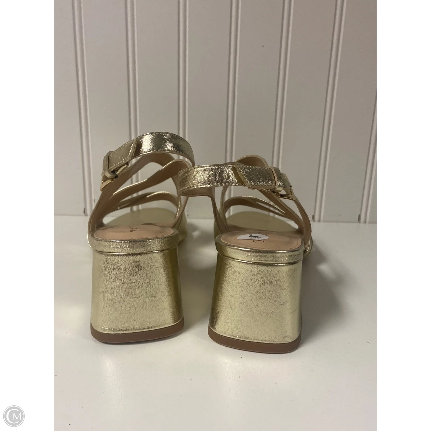 Sandals Heels Block By Talbots In Gold, Size: 7