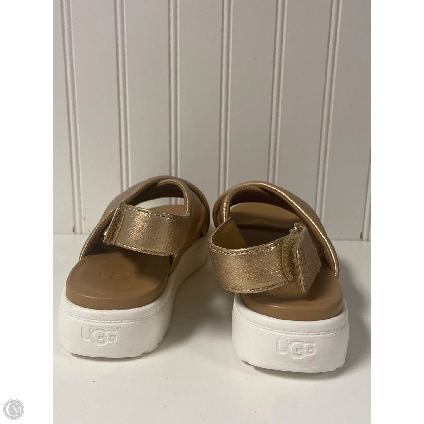 Sandals Designer By Ugg In Gold, Size: 5.5
