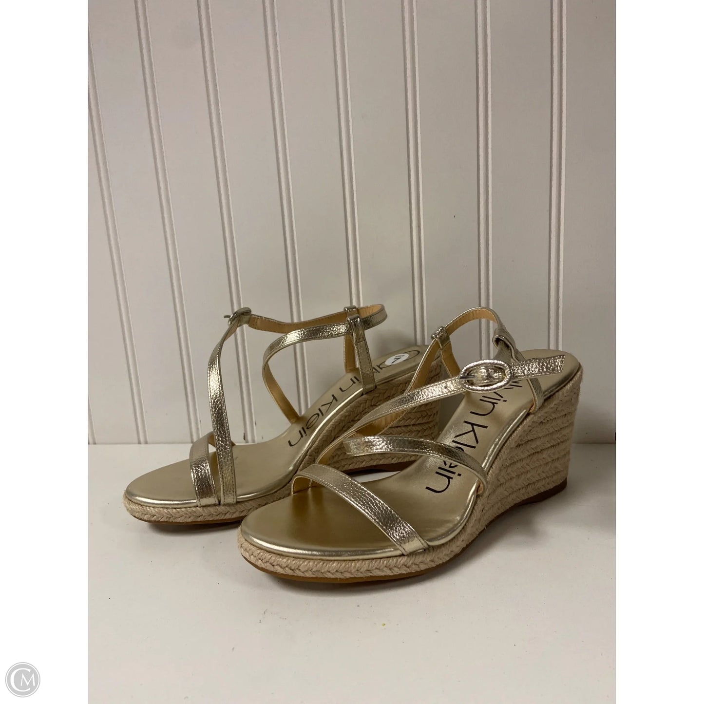 Sandals Heels Wedge By Calvin Klein In Gold, Size: 7