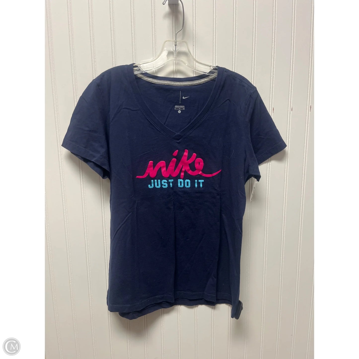 Athletic Top Short Sleeve By Nike In Navy, Size: Xl