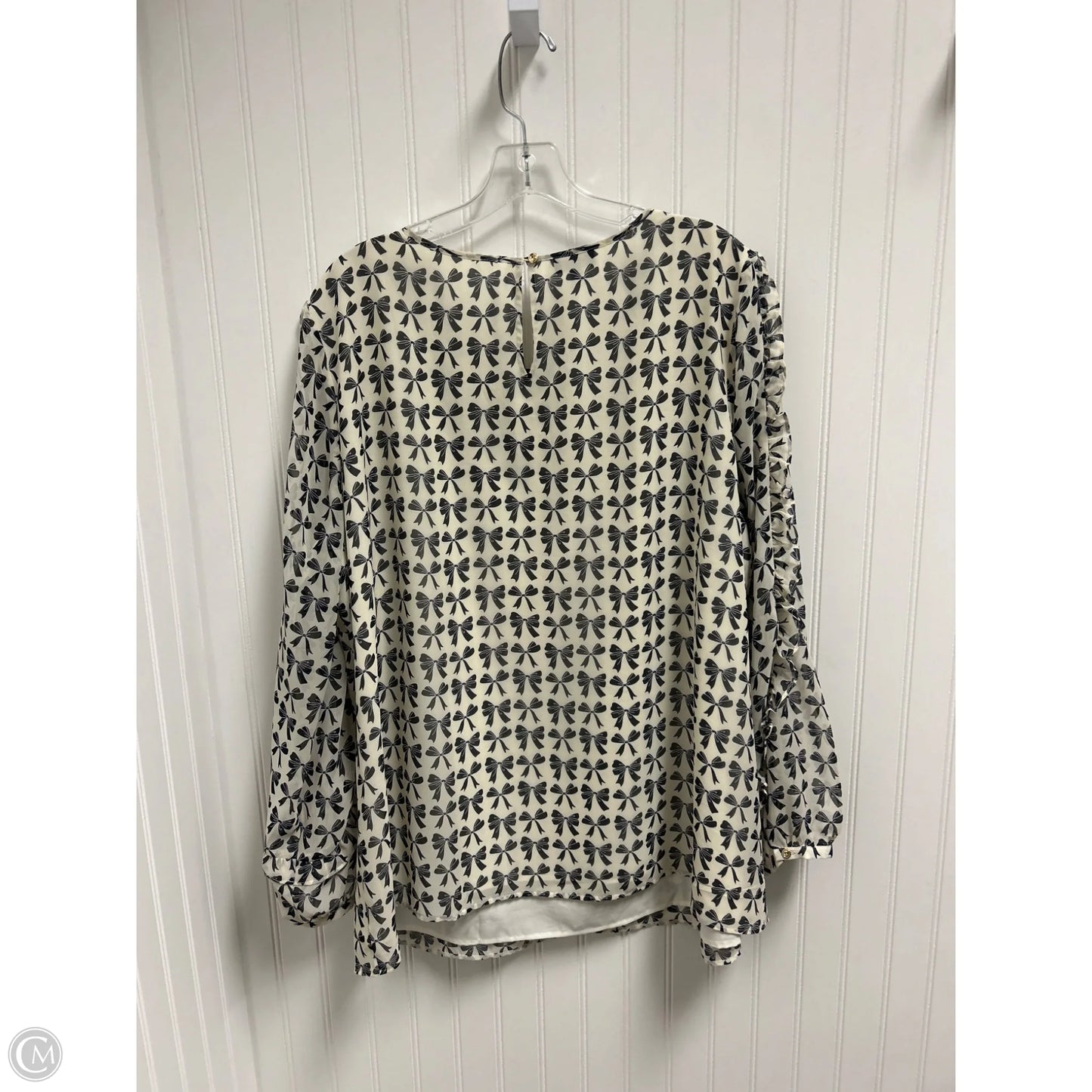 Top Long Sleeve By Talbots In Black & Cream, Size: 2x