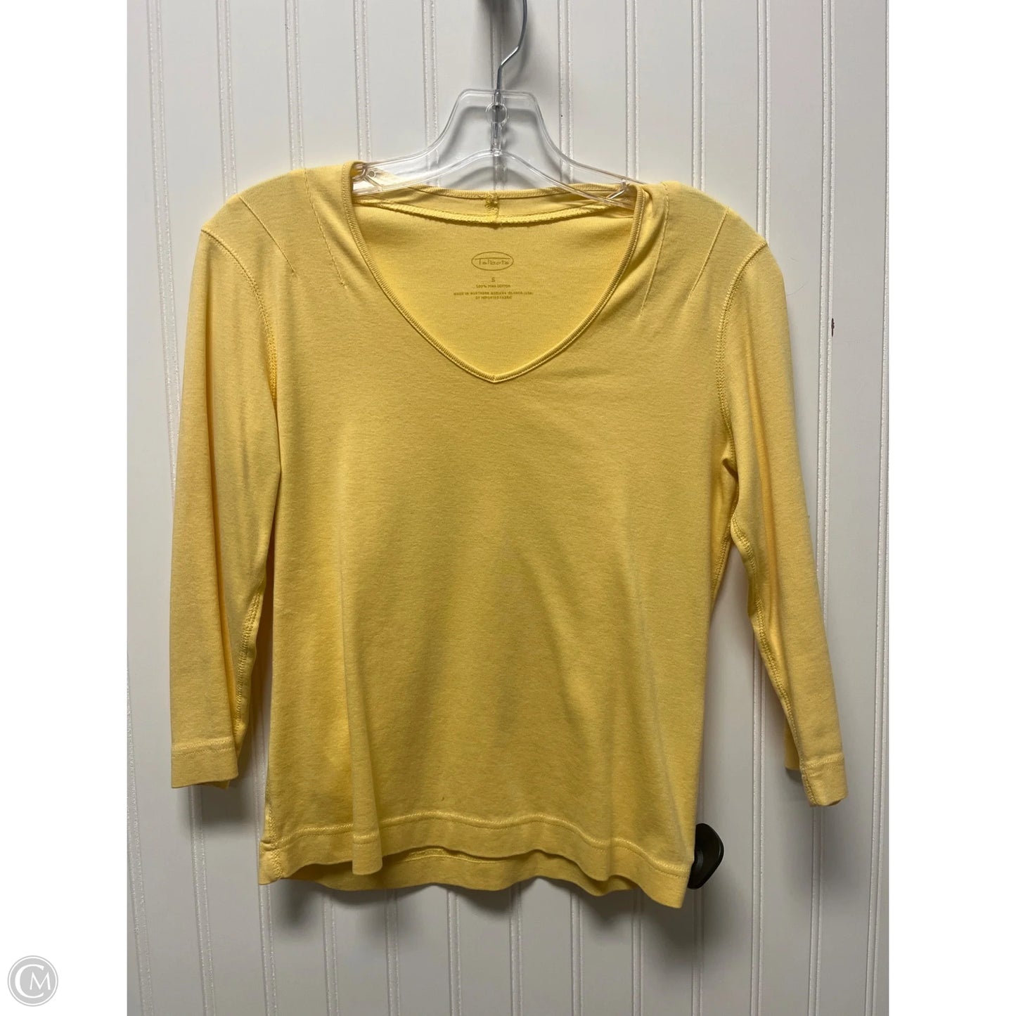 Top Long Sleeve Basic By Talbots In Yellow, Size: S