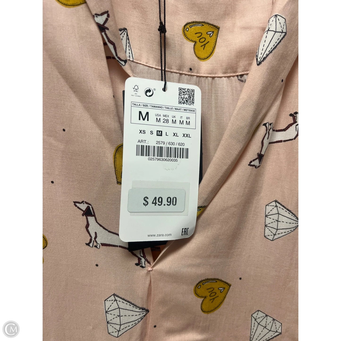 Top 3/4 Sleeve By Zara In Peach, Size: M