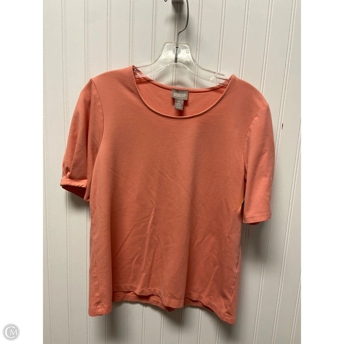 Top Short Sleeve Basic By Chicos In Peach, Size: M