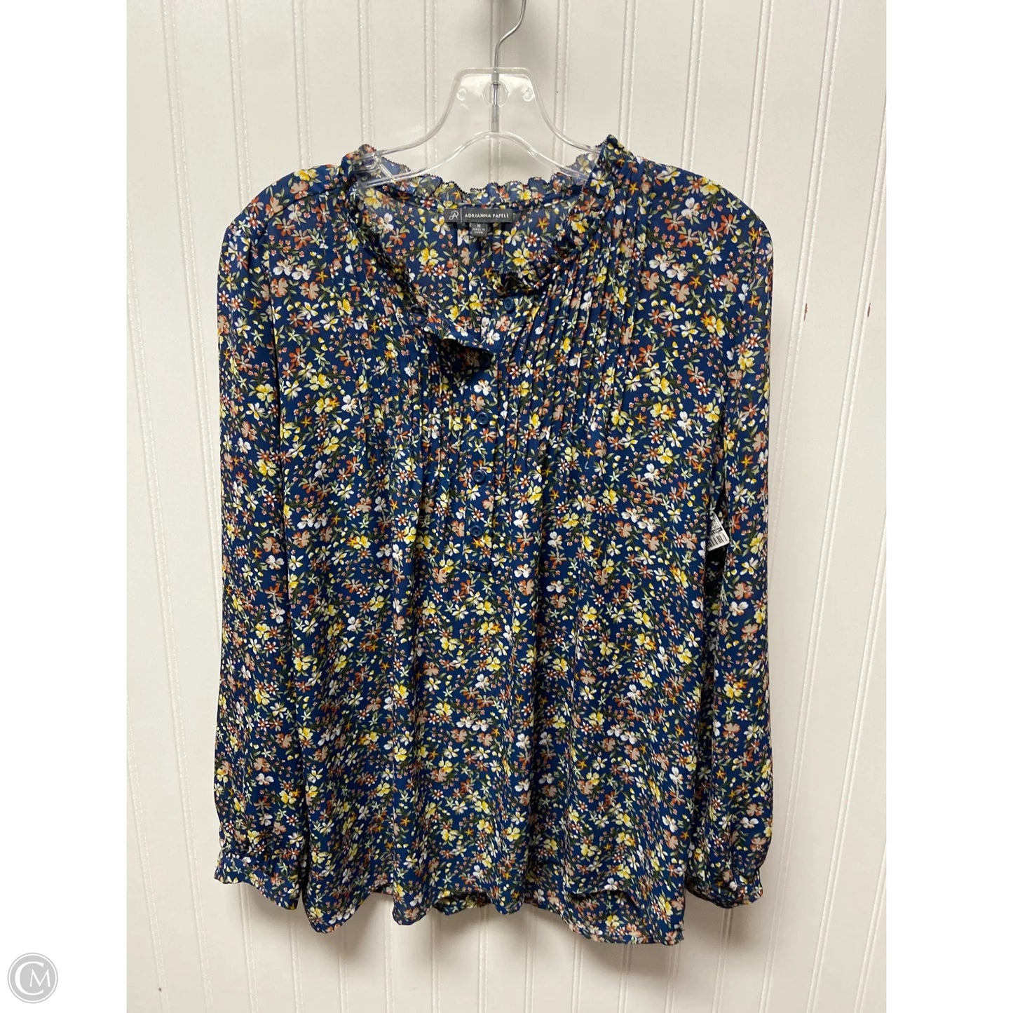 Top Long Sleeve By Adrianna Papell In Floral Print, Size: M