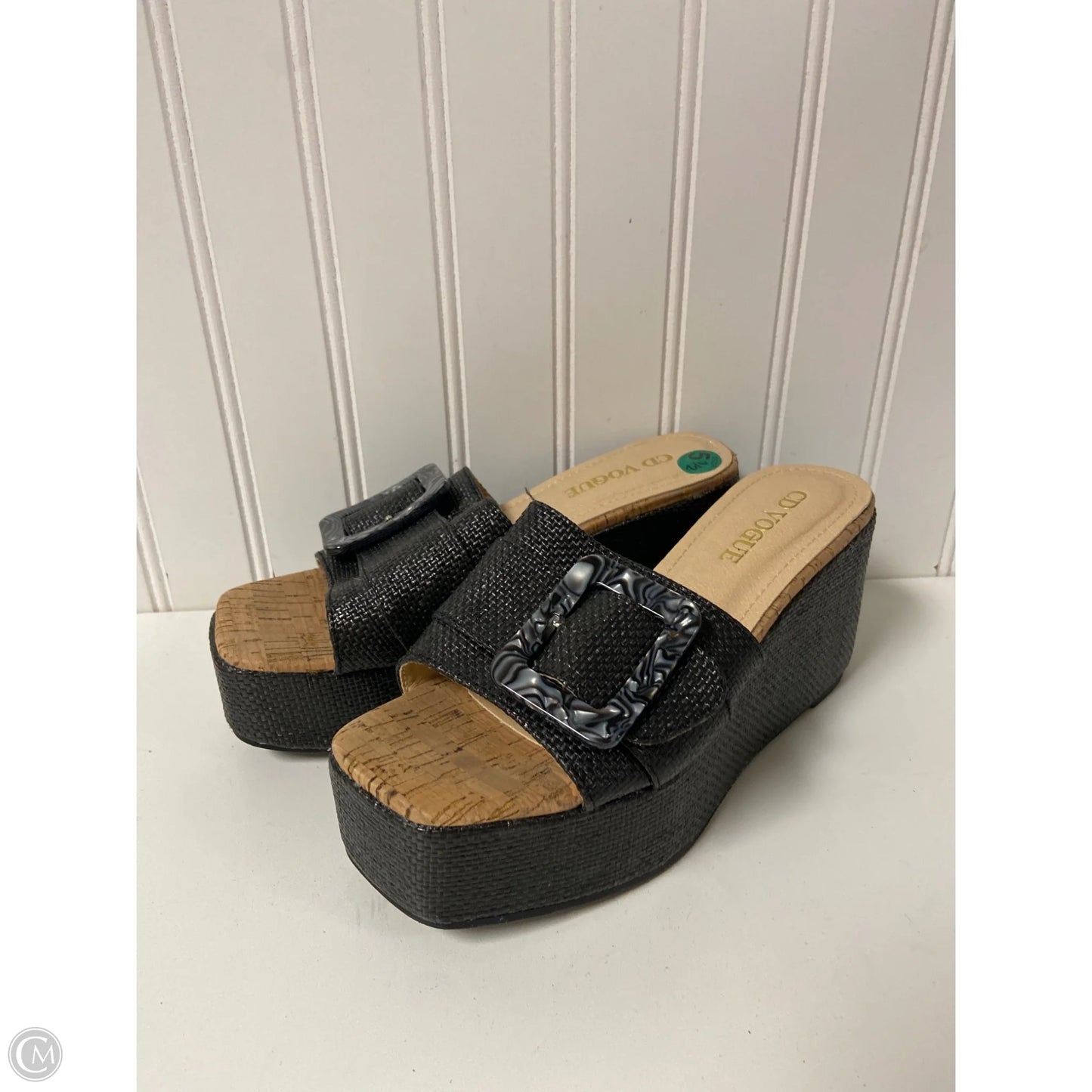Sandals Heels Platform By Clothes Mentor In Black, Size: 5.5