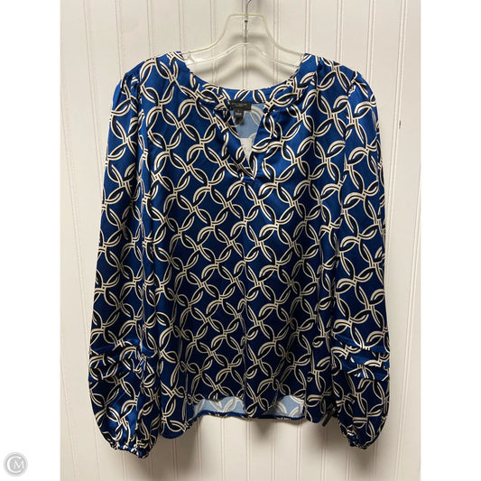 Top Long Sleeve By Ann Taylor In Blue & White, Size: S