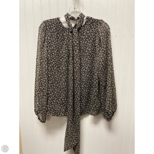 Top Long Sleeve By Loft In Black & Cream, Size: S