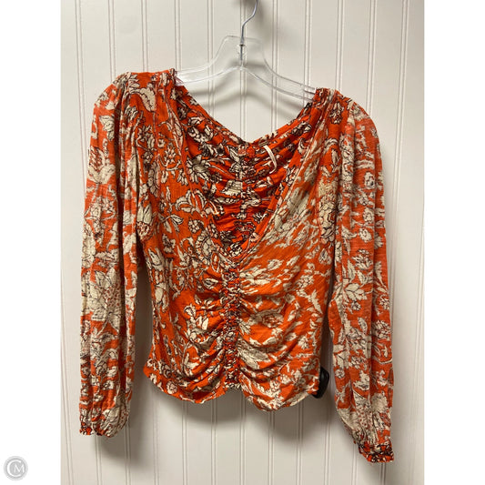 Top Long Sleeve By Free People In Cream & Orange, Size: Sp