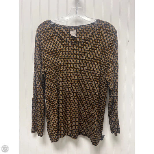 Top Long Sleeve By Chicos In Black & Brown, Size: Xl