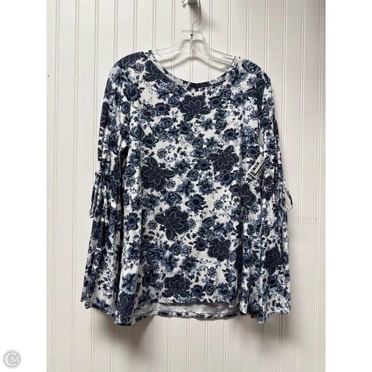 Top Long Sleeve By Dg2 In Blue & White, Size: L
