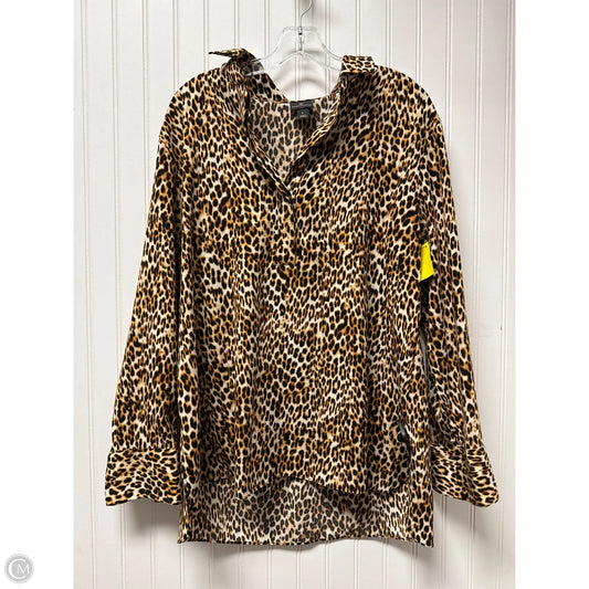 Top Long Sleeve By Worthington In Animal Print, Size: L