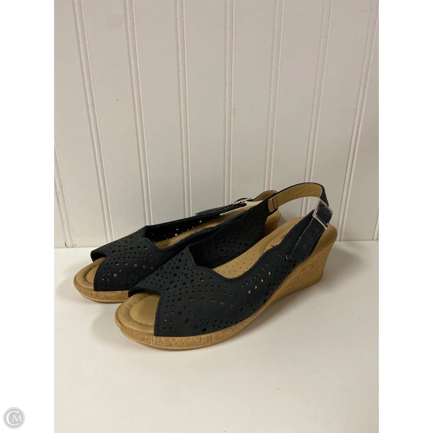 Sandals Heels Wedge By Spring Step In Black, Size: 6.5