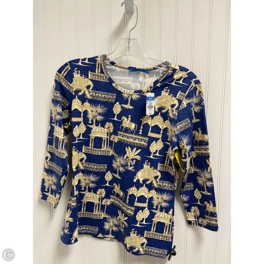 Top Long Sleeve By J Mclaughlin In Blue & Cream, Size: S