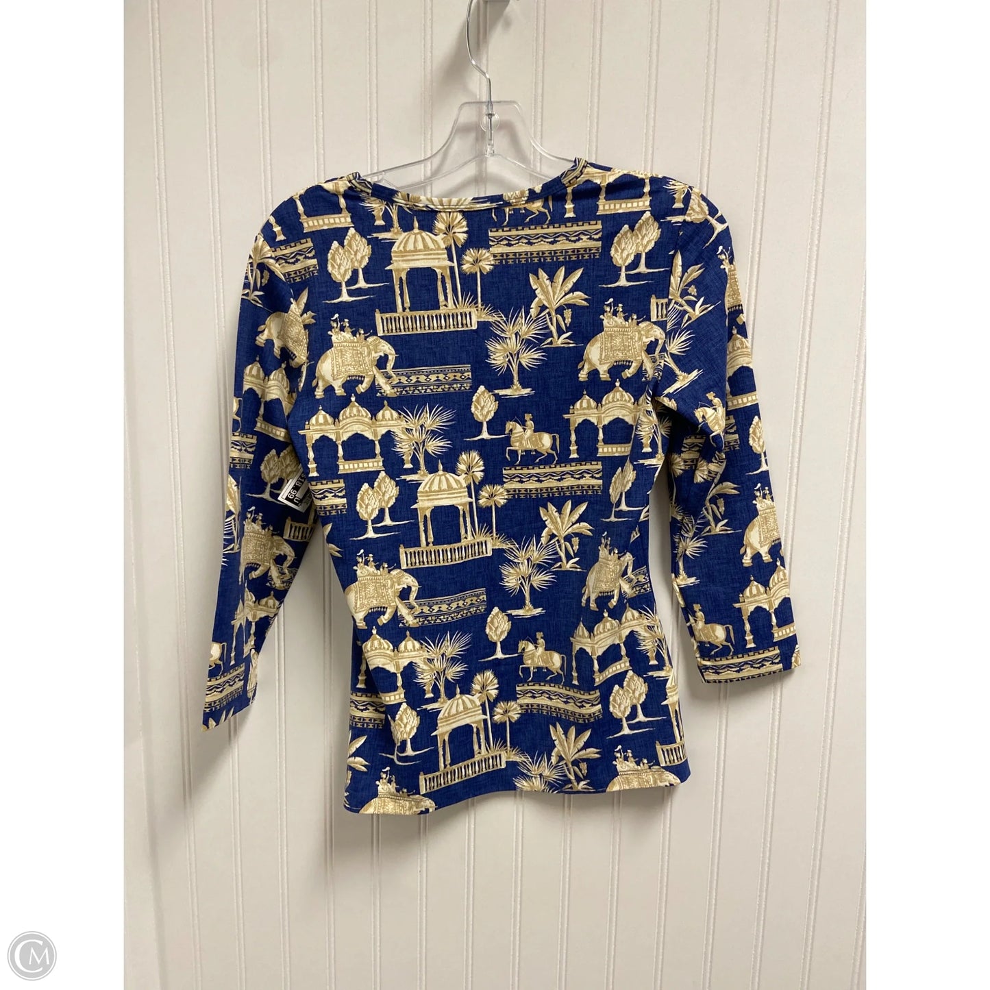 Top Long Sleeve By J Mclaughlin In Blue & Cream, Size: S