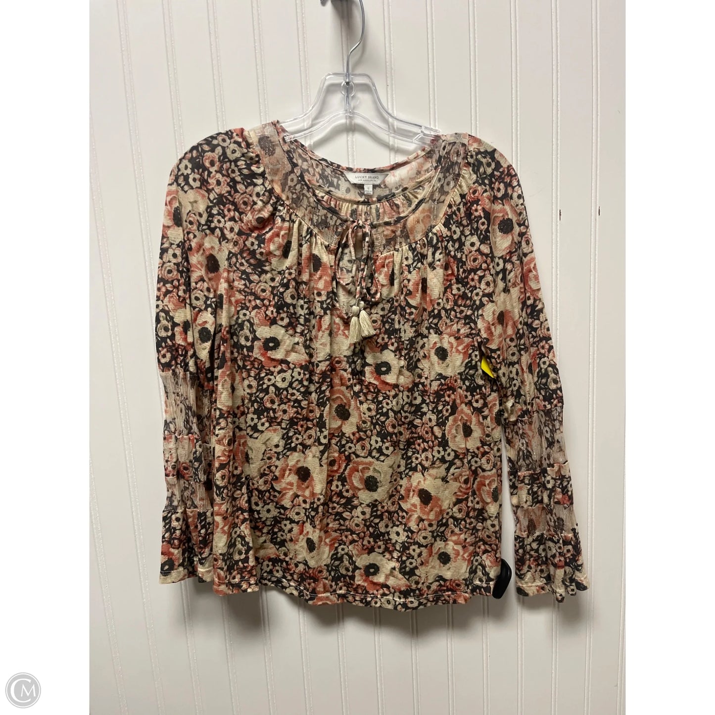 Top Long Sleeve By Lucky Brand In Cream & Grey, Size: S