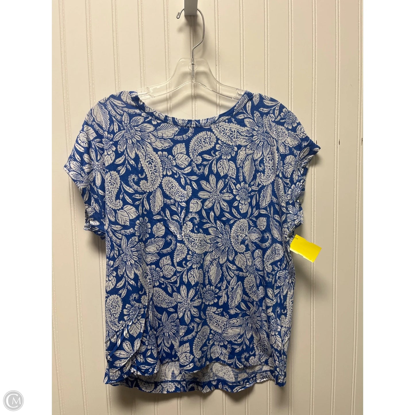 Top Short Sleeve Basic By Loft In Blue & White, Size: M