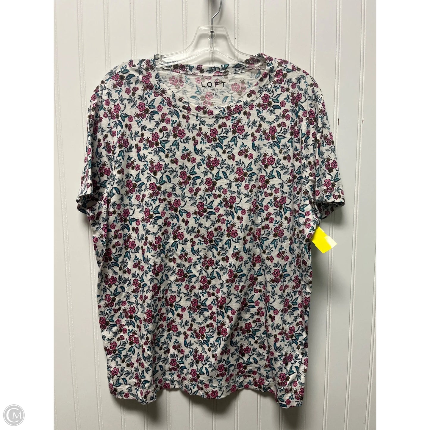 Top Short Sleeve Basic By Loft In Floral Print, Size: Xl