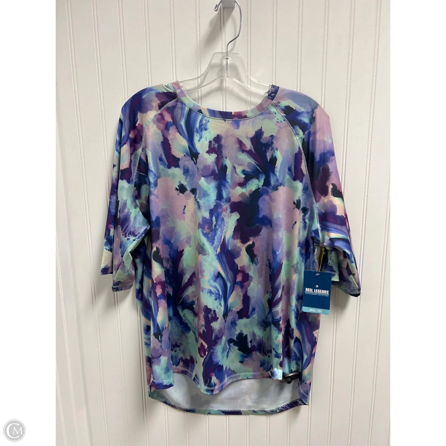 Athletic Top Short Sleeve By Reel Legends In Multi-colored, Size: 1x