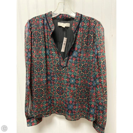 Top Long Sleeve By Loft In Green & Red, Size: M