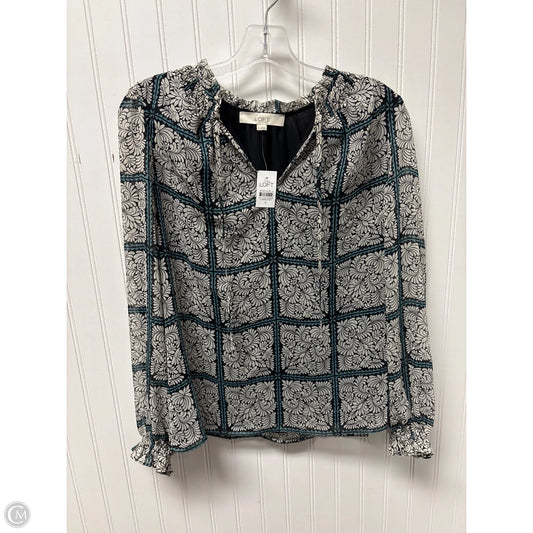 Top Long Sleeve By Loft In Black & White, Size: S
